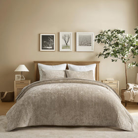 EverGrace Velvet Quilt Set Queen with striped channel design for an elegant look