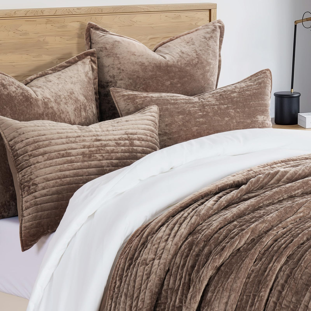 EverGrace velvet quilt sheen-detail captures shimmer that enhances room sophistication