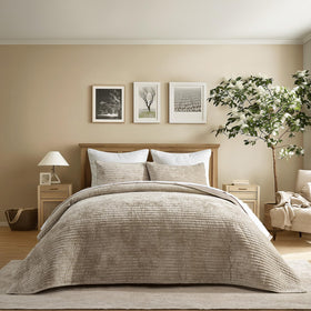 EverGrace velvet quilt with stripe pattern shows luxurious sheen and warmth