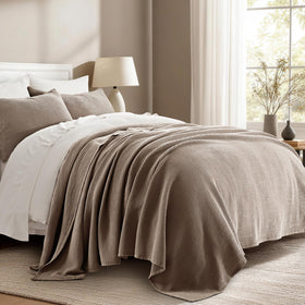 EverGrace waffle blanket close-up texture shows breathable, soft cotton for everyday comfort.