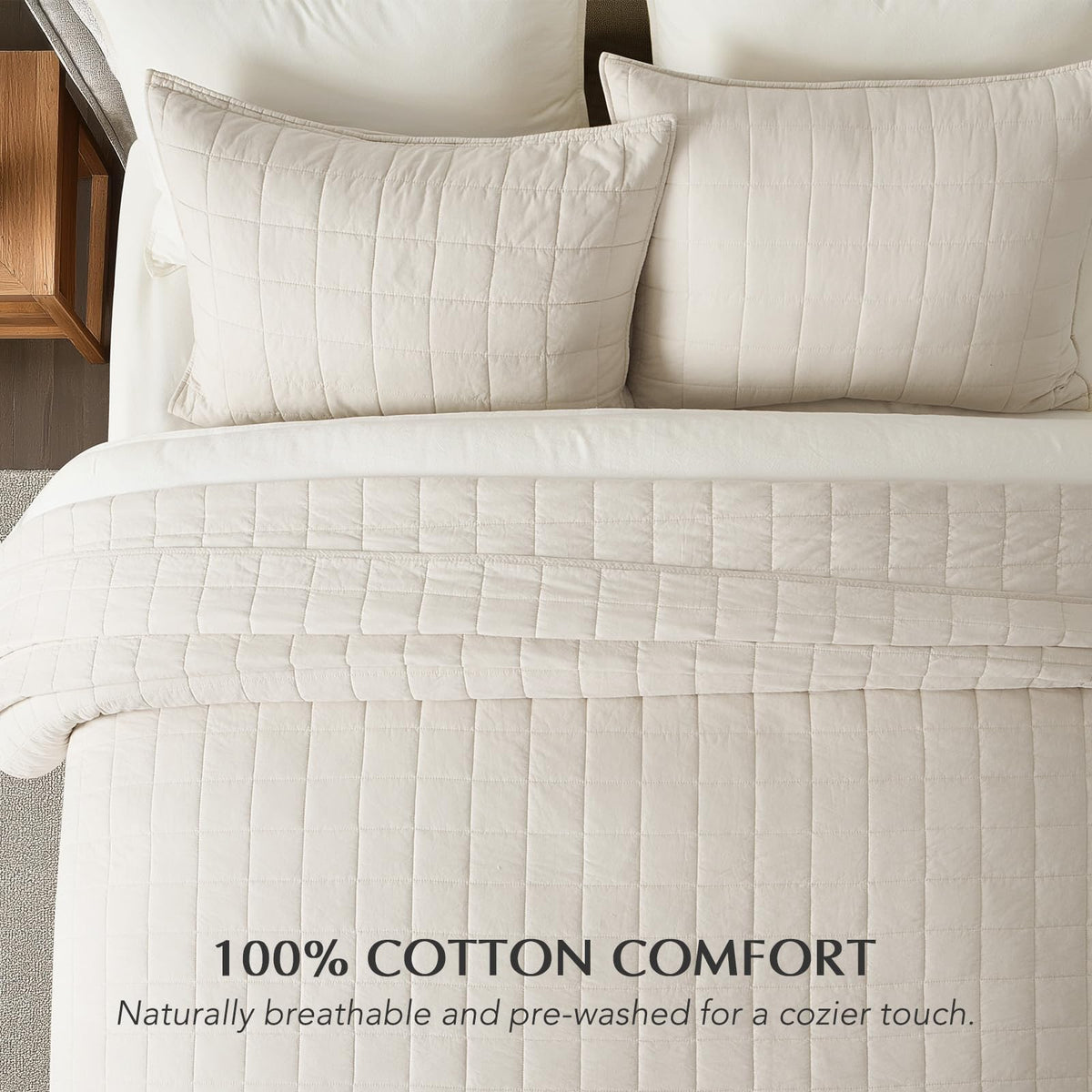 EverGraceHome Birch quilt texture closeup showcases ultra-soft, garment-washed feel.