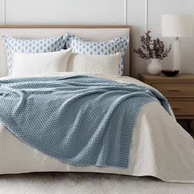 EVERGRACEHOME chambray-blue-blanket-closeup emphasizes plush softness.