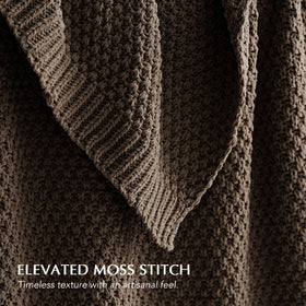 EVERGRACEHOME chenille blend moss stitch closeup highlights plush texture and everyday comfort.