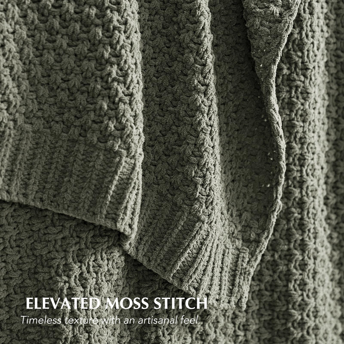Evergracehome chenille softness close-up highlights velvety warmth for bed or couch.