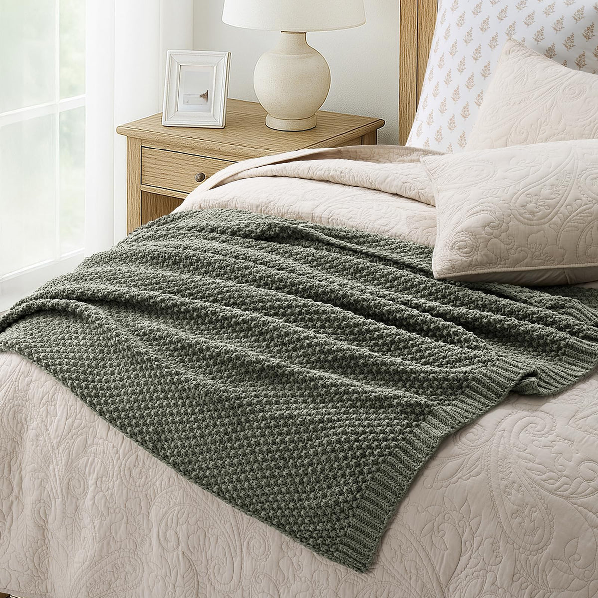 Evergracehome folded-at-foot-of-bed blanket showcased at the bed foot.