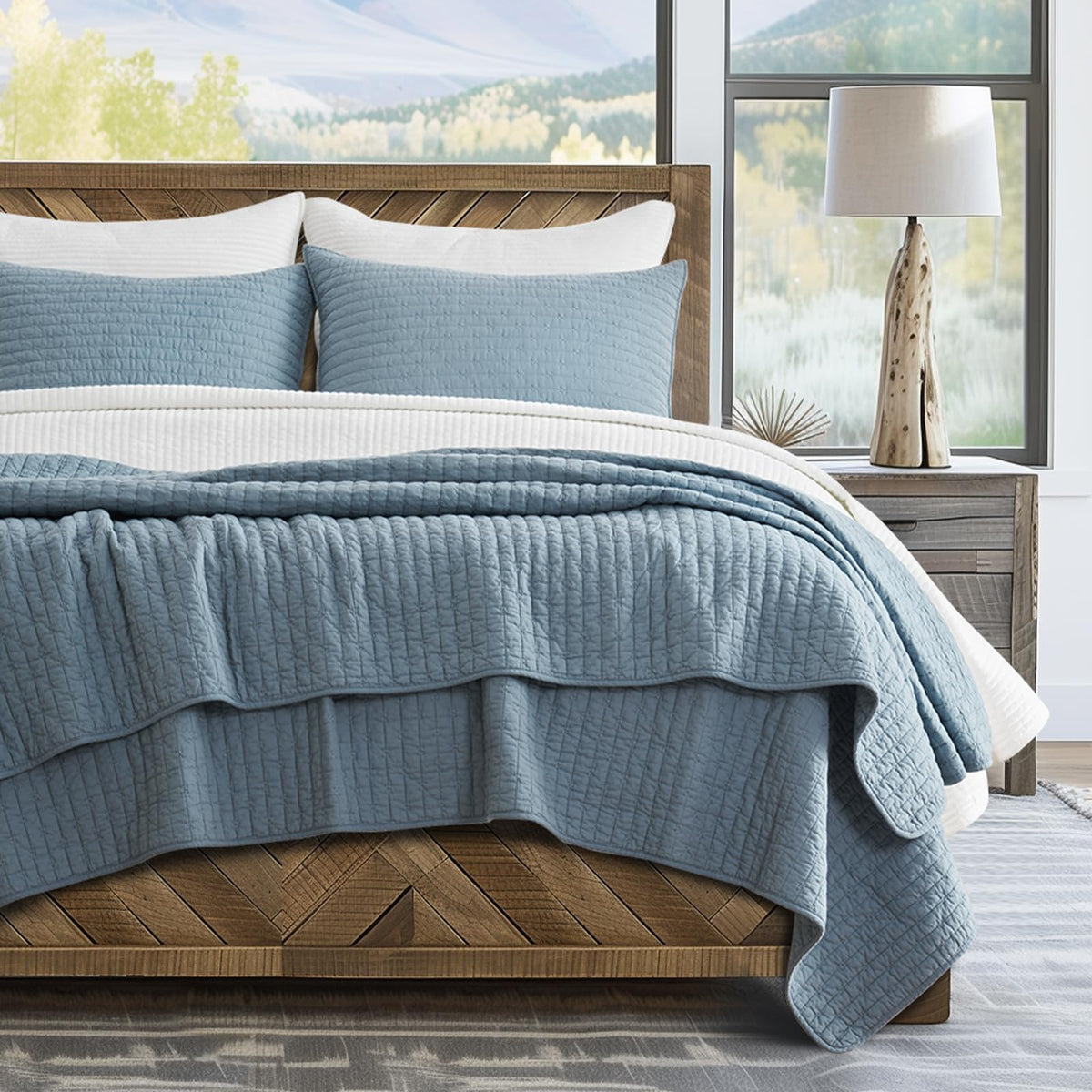 Evergracehome Kinsey cross stitch quilt top with soft, breathable fabric.