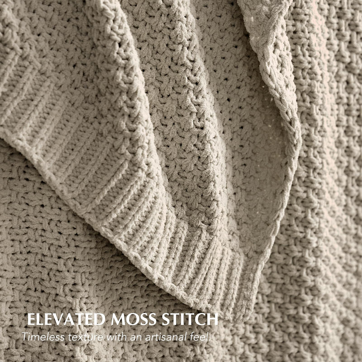 Evergracehome moss stitch texture detail highlights warmth for bed or sofa