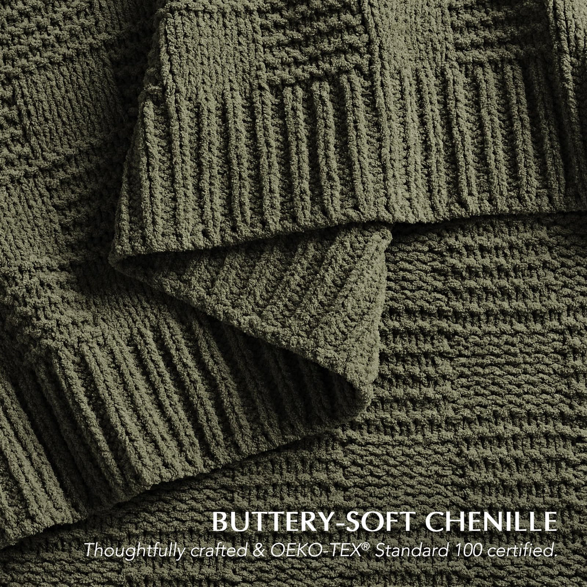 Evergracehome olive green checkered throw perfect for living room accents.