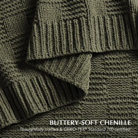 Evergracehome olive green checkered throw perfect for living room accents.