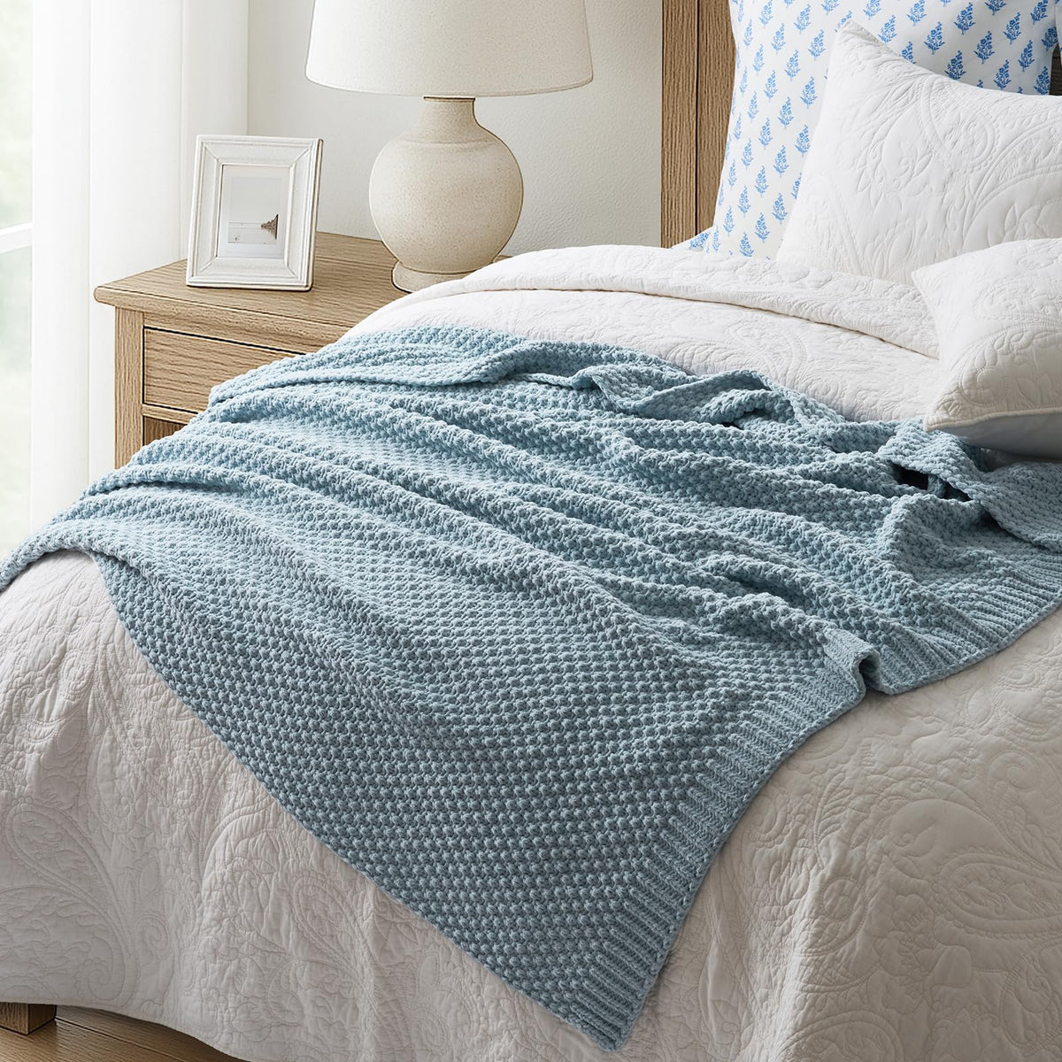 EVERGRACEHOME throw-folded-at-foot-of-bed adds warmth and style.