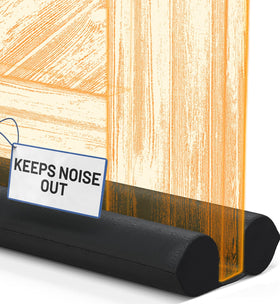 Everlasting Comfort 2-Sided Draft Stopper installed under a door for improved insulation.