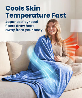 Cooling blanket positioned in a cozy bed setup for hot sleepers.