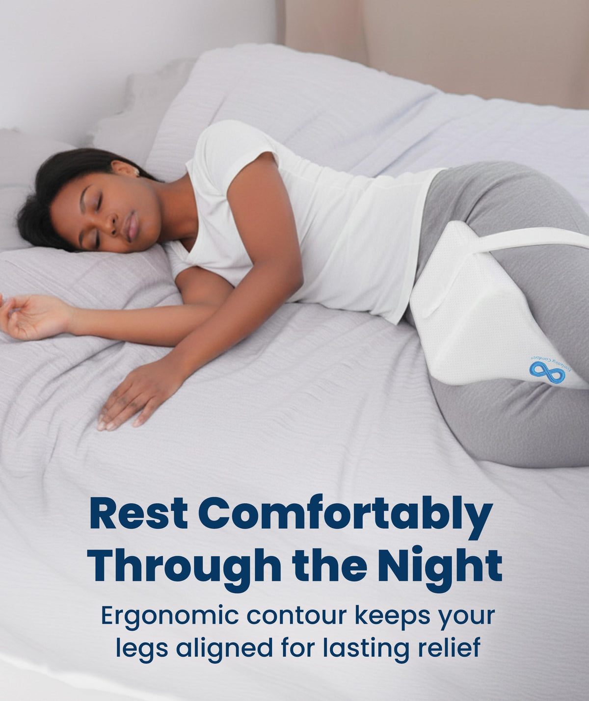 Everlasting Comfort knee pillow provides pregnancy comfort and leg support.