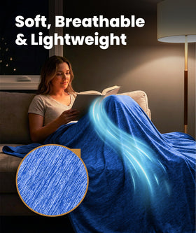 Lightweight blanket highlighting airy, all-season usability.
