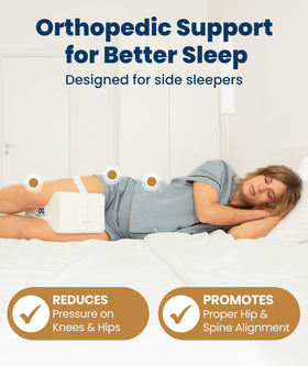 Everlasting Comfort memory foam knee pillow dual concave cradle both knees.