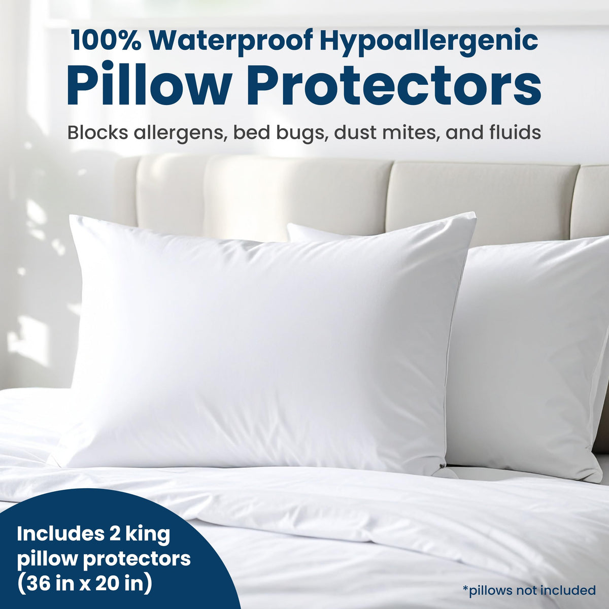 Everlasting Comfort stain-resistant pillow cover for king pillows keeps bedding cleaner.