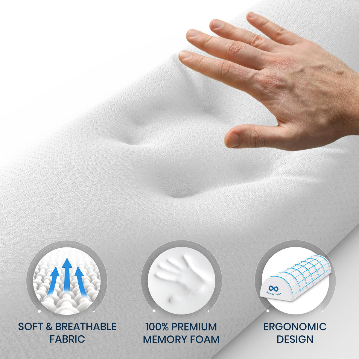 Everlasting Comfort under knees placement promotes comfortable leg alignment during sleep.