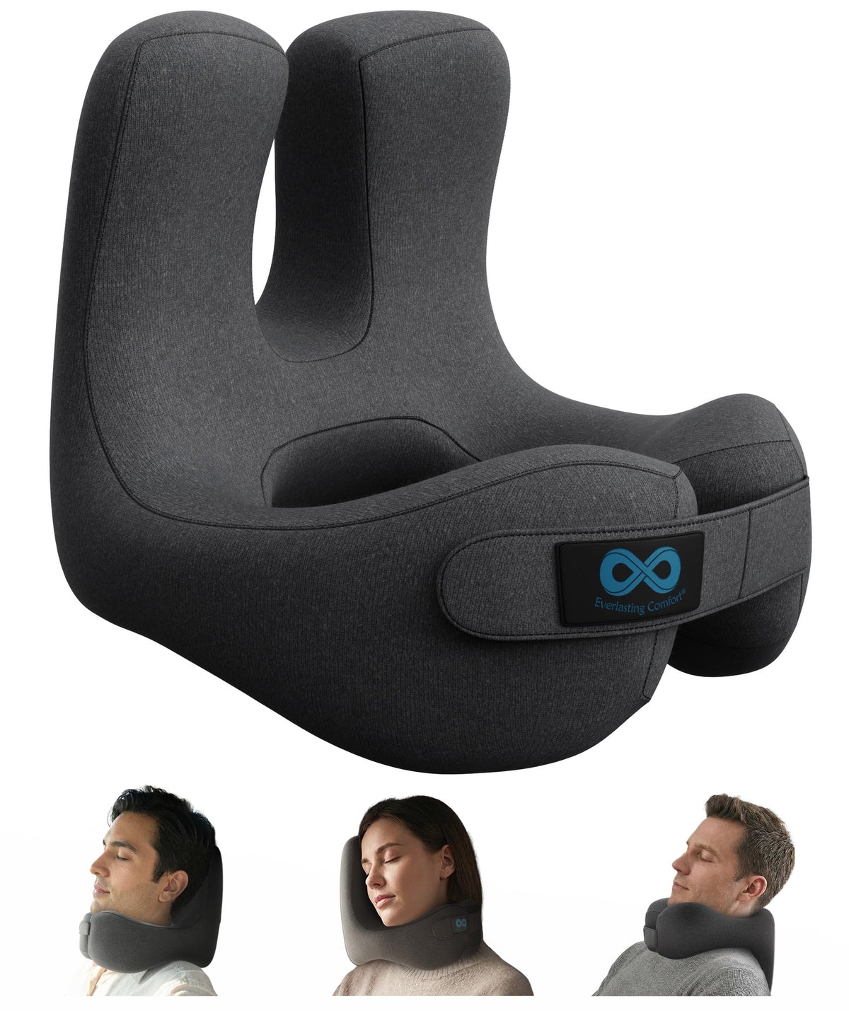 Everlasting Comfort neck pillow front view showing travel-ready support