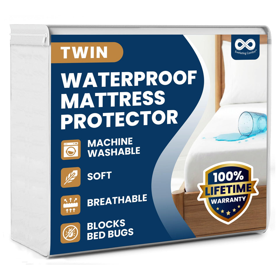 Everlasting Comfort waterproof twin mattress protector shields against spills and stains for a cleaner bed.