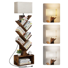 Evermagin 6-tier tree bookshelf front view with ample storage.
