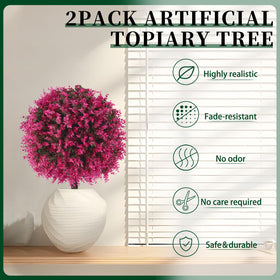 EverNature pink eucalyptus topiary ball, right view, durable maintenance-free greenery for patios.