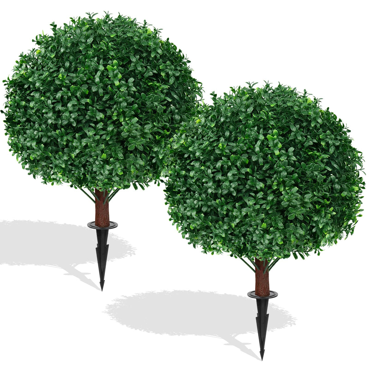 EverNature boxwood topiary ball 16-inch close-up with lifelike leaves for year-round greenery
