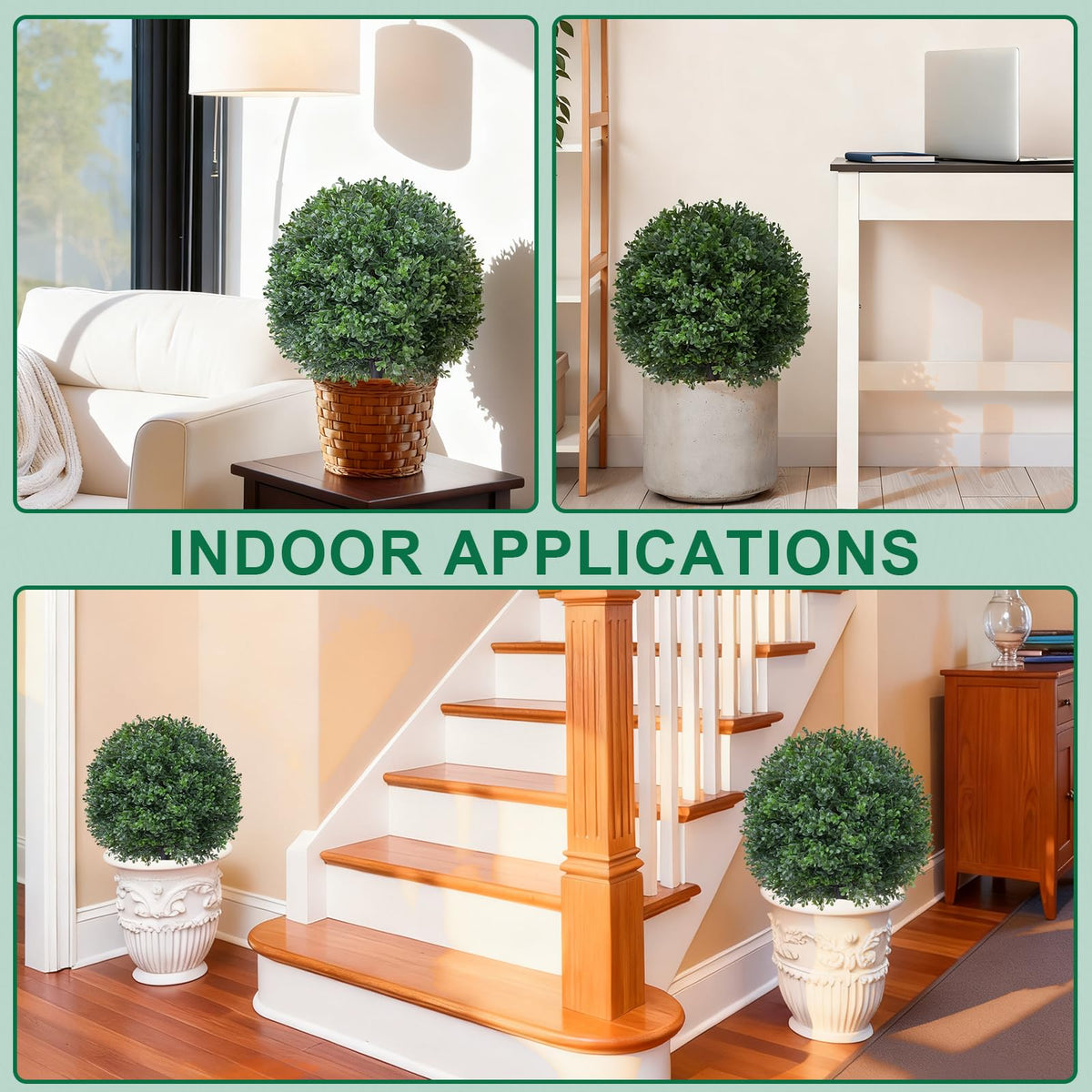 EverNature boxwood topiary offers year-round greenery with minimal maintenance.