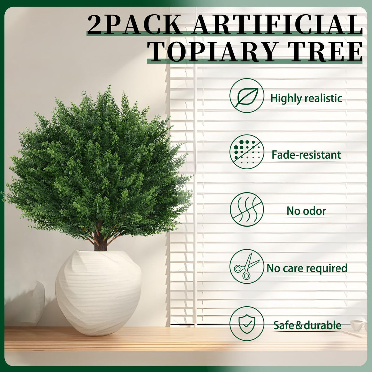 EverNature topiary ball leaves with gradient color for year-round appeal.