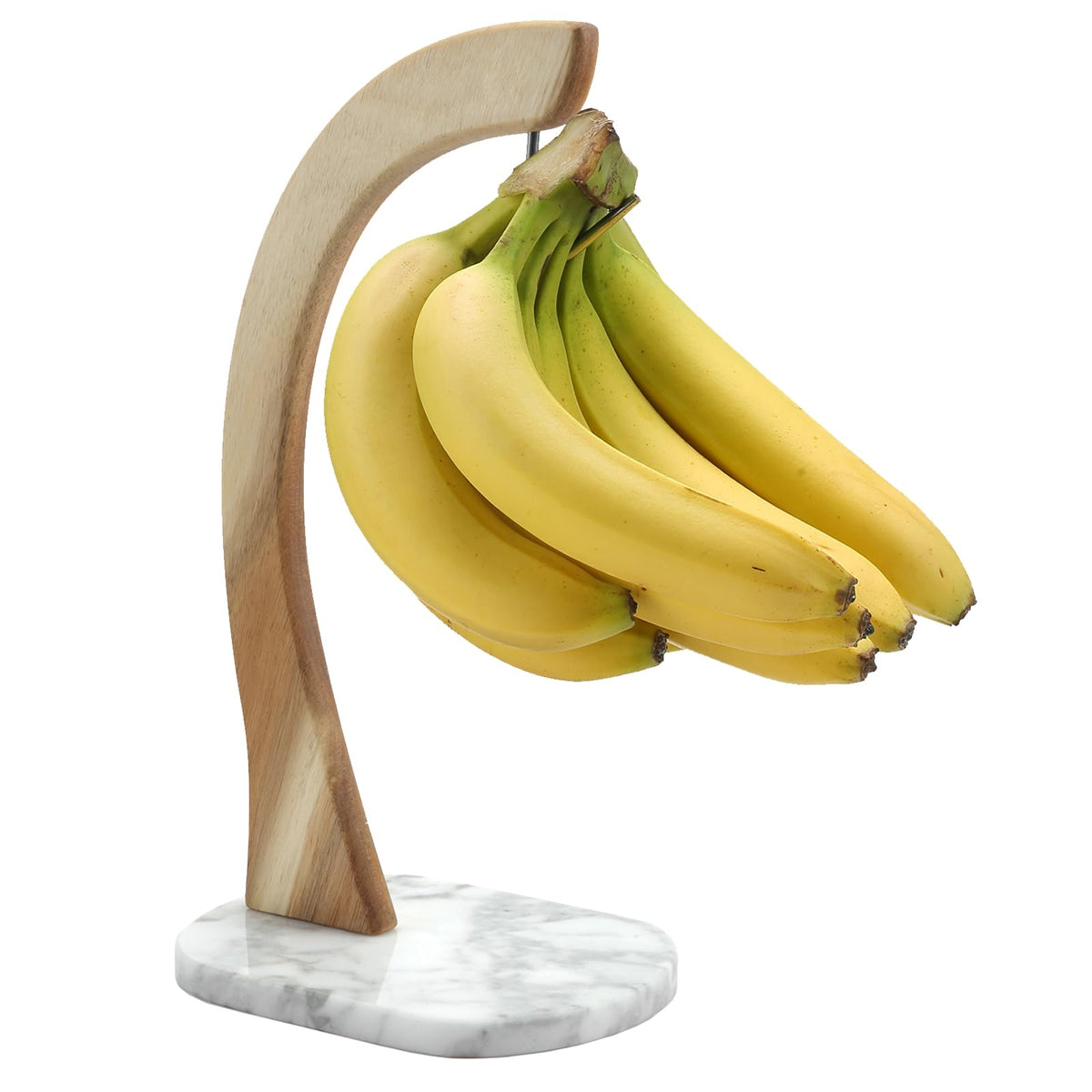 Everous banana hanger with marble base cradles ripe fruit securely.