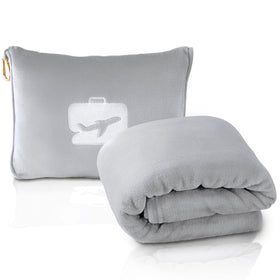 EverSnug travel blanket on an airplane seat delivers warm, comfortable travel experience.
