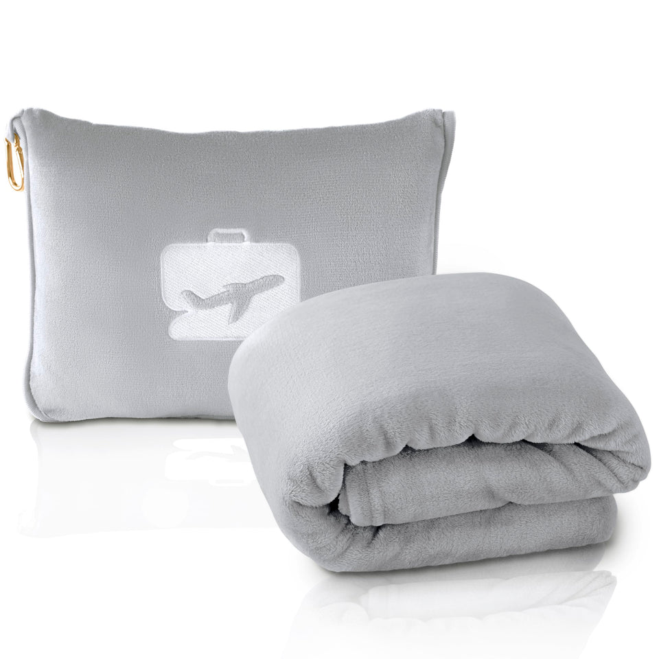 EverSnug travel blanket on an airplane seat delivers warm, comfortable travel experience.