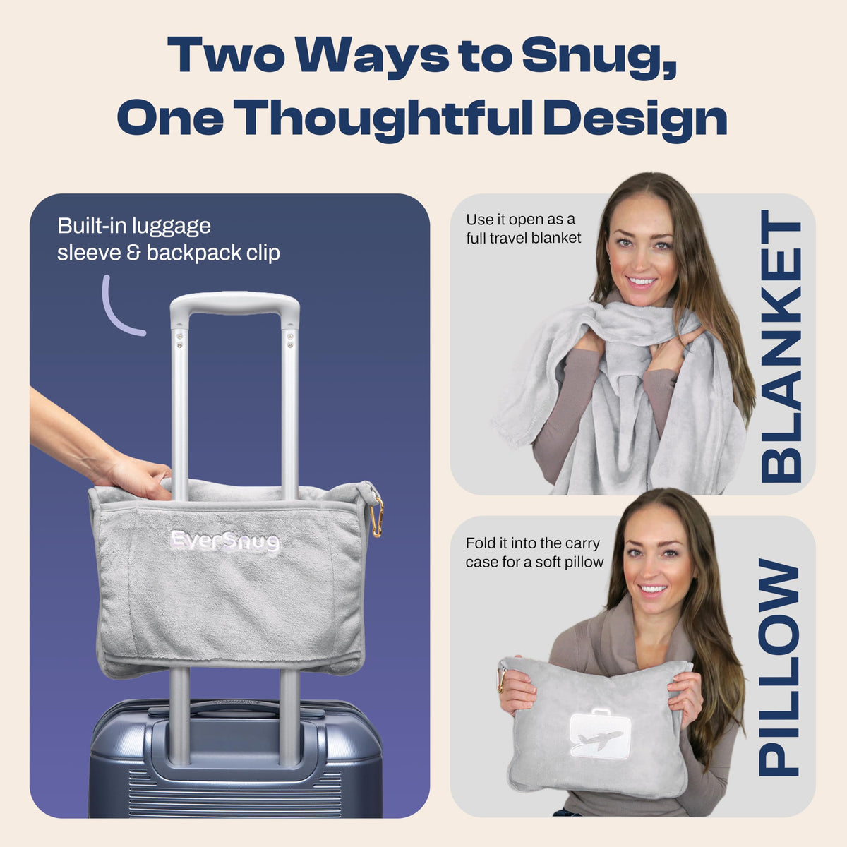 EverSnug travel blanket in a car scene provides cozy warmth on the go.