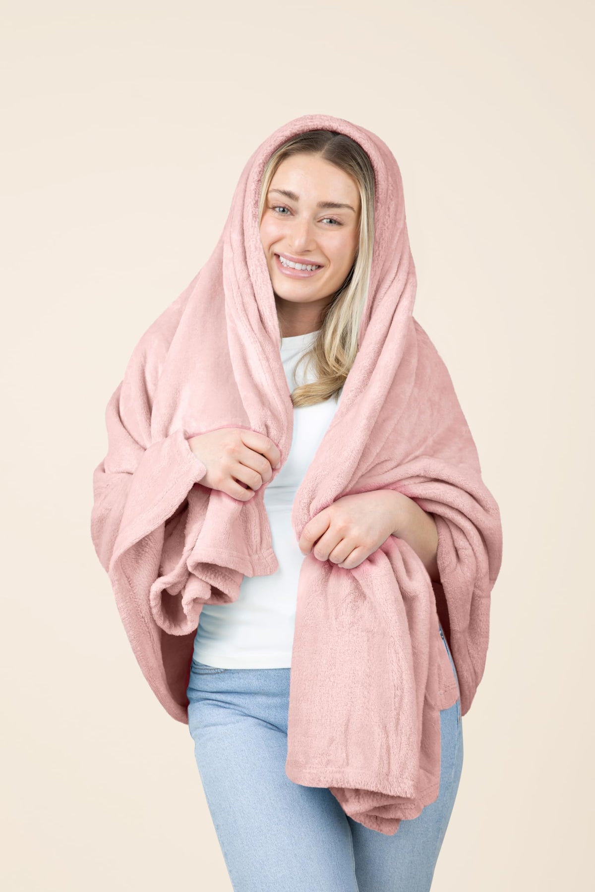 EverSnug travel blanket used as a pillow for rest on the go