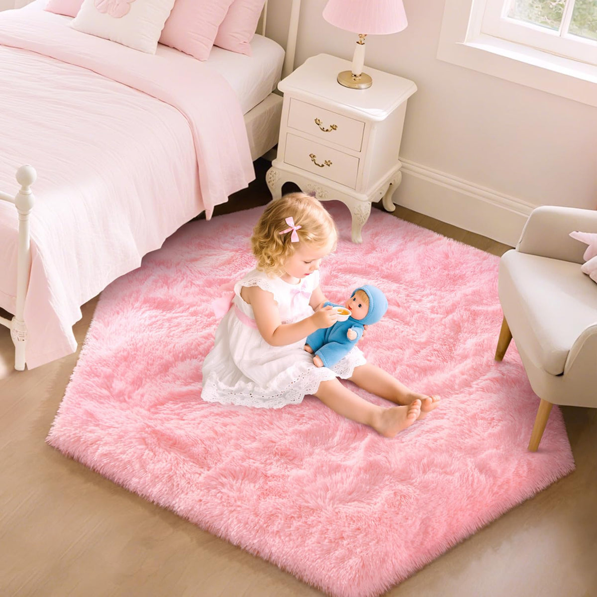 EVOIONOS Kids Room Rug provides slip-resistant footing on hardwood