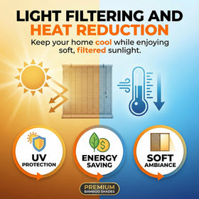 EVOZEN bamboo blinds easy-installation lets you mount quickly with basic hooks.