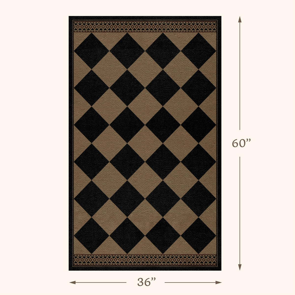Evyhood Easy Jute Rug checkerboard entryway with brown-black-beige palette enhances texture