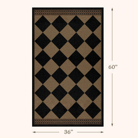 Evyhood Easy Jute Rug checkerboard entryway with brown-black-beige palette enhances texture