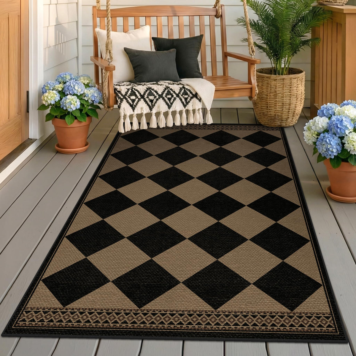 Evyhood Easy Jute Rug printed fringe border suggests decorative edge without tassels