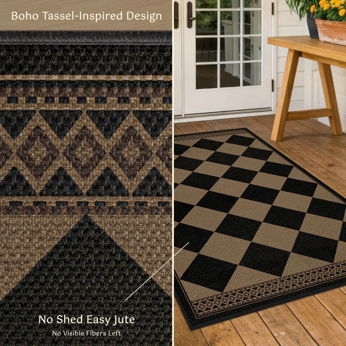 Evyhood Easy Jute Rug non-slip backing keeps busy entryways safe and steady