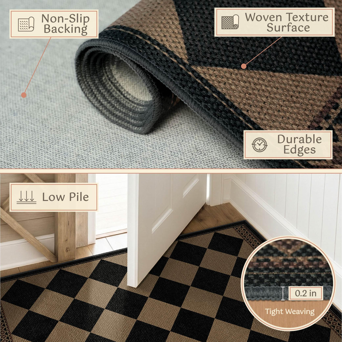 Evyhood Easy Jute Rug washable design simplifies maintenance in high-traffic areas
