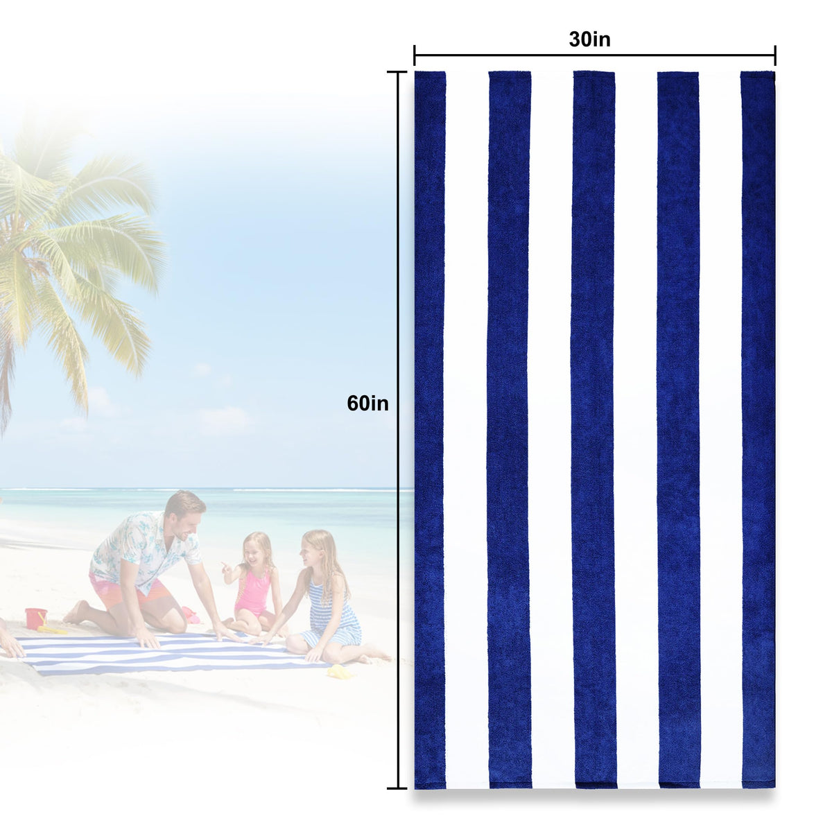 Exclusivo Mezcla 30x60 inch towel shows extra-large family-friendly size.