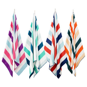 Exclusivo Mezcla four-pack microfiber towels shown in a compact pack shot for travel.