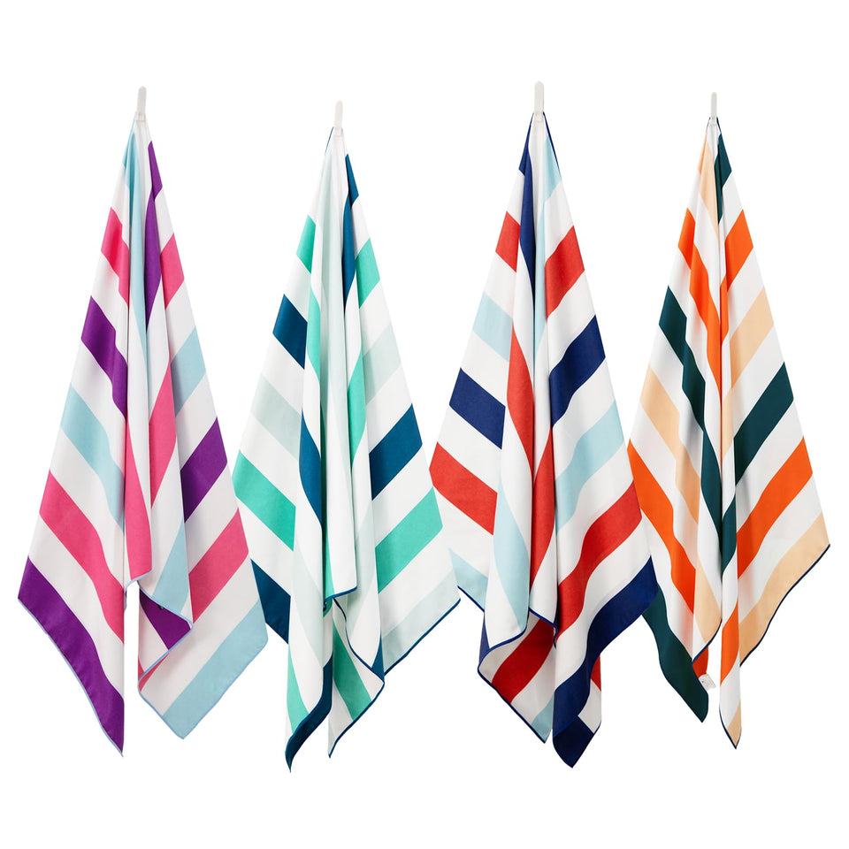 Exclusivo Mezcla four-pack microfiber towels shown in a compact pack shot for travel.