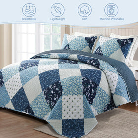 Exclusivo Mezcla blue quilt closeup highlights soft microfiber texture