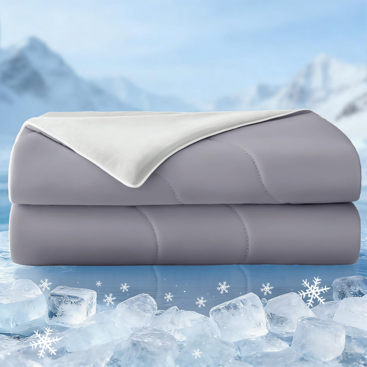 Exclusivo Mezcla cooling comforter king grey front view highlighting breathable fabric for hot sleepers