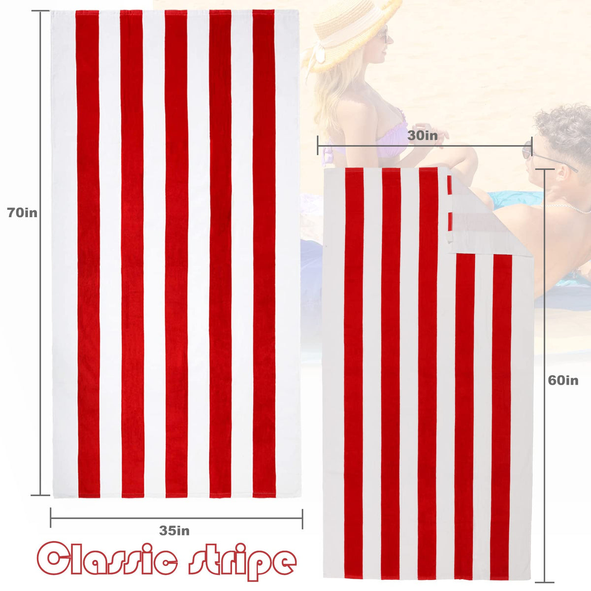 Exclusivo Mezcla yellow cabana stripe towel, large and comfy for sunbathing.