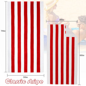 Exclusivo Mezcla yellow cabana stripe towel, large and comfy for sunbathing.
