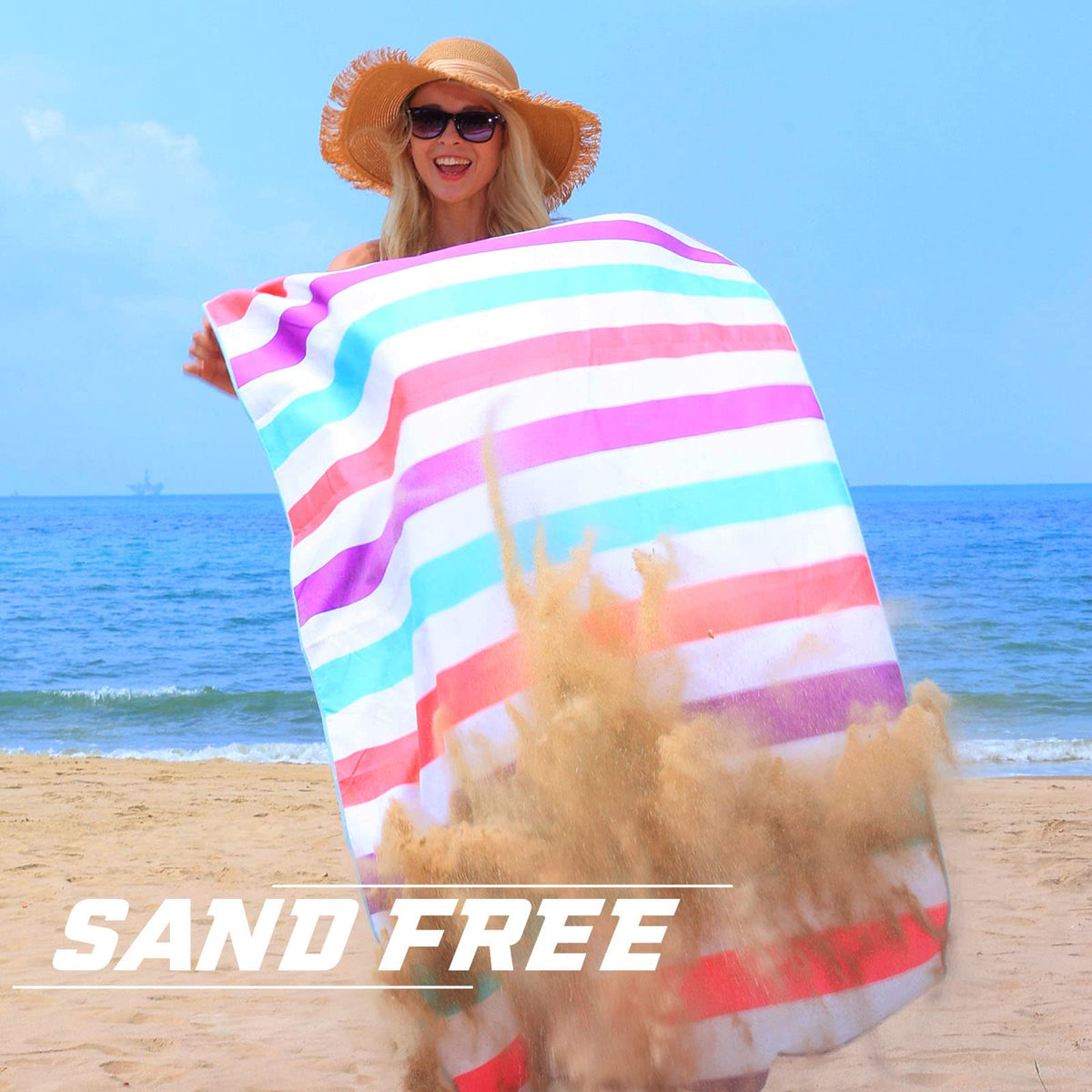 Exclusivo Mezcla towel extended to 30x60 inches for comfortable lounging.