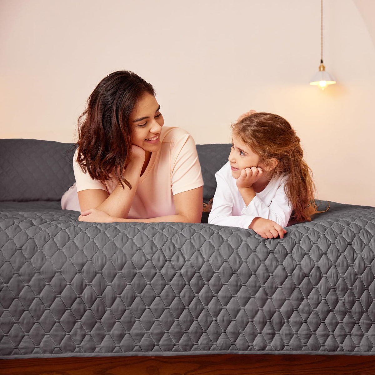 Ultrasonic embossing detail highlights lightweight quilt artistry