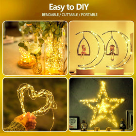 EXF bendable silver wire shapes around furniture and plants.